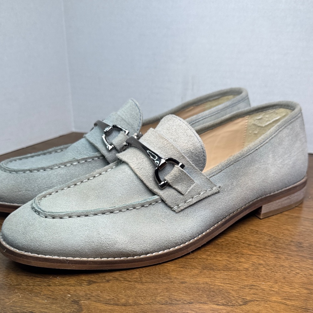 Asos Mens Occasion Suede Bit Loafers in Light Aqua, sz 9